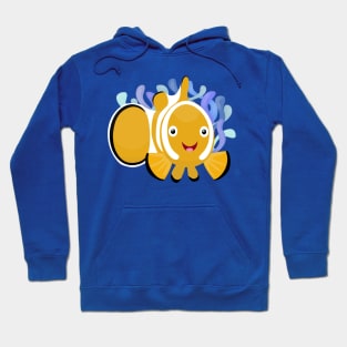 Cute happy clownfish anenome cartoon Hoodie